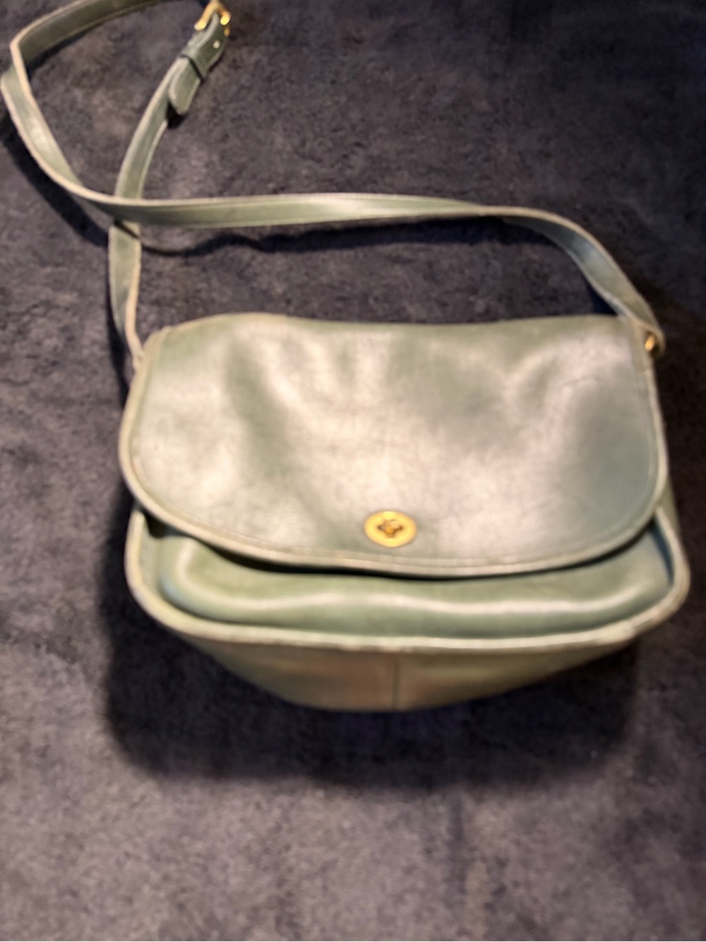 Vintage Green Leather Coach City Bag Rare HTF As Is